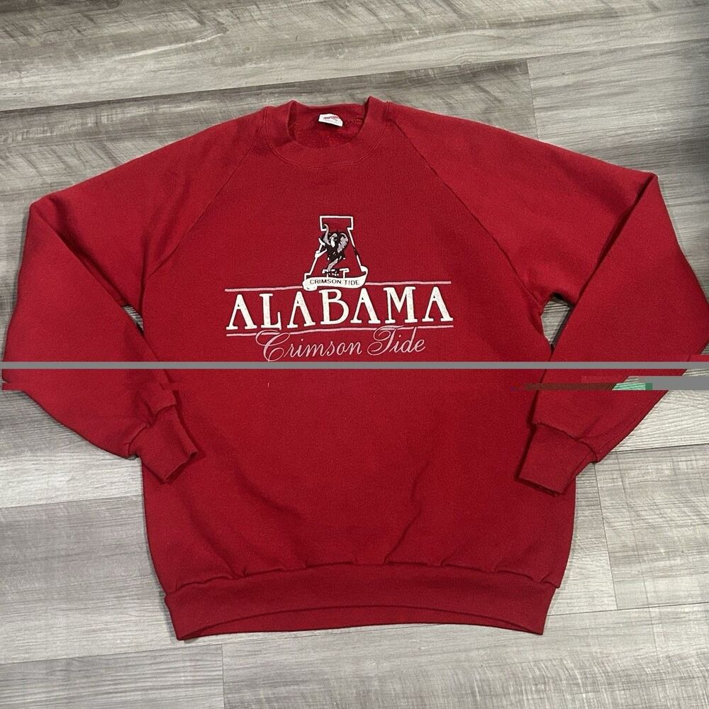 Vintage Alabama Crimson Tide Red Crewneck Sweatshirt 50/50 Blend Made in USA XL